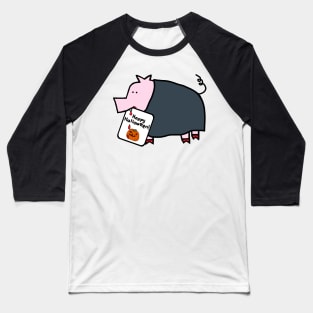 Vampire Horror Pig with Halloween Greeting Baseball T-Shirt